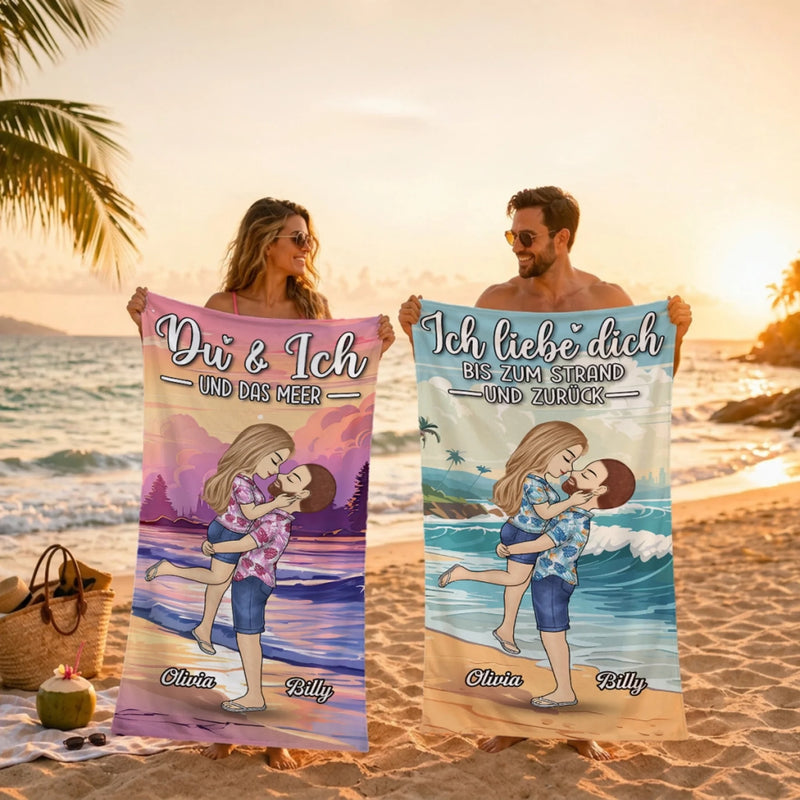 Personalisiertes Strandtuch – Geschenk für Paar – Du & Ich und Das Meer