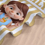 Personalisiertes Strandtuch – Geschenk für Kinder – Schöner im Urlaub