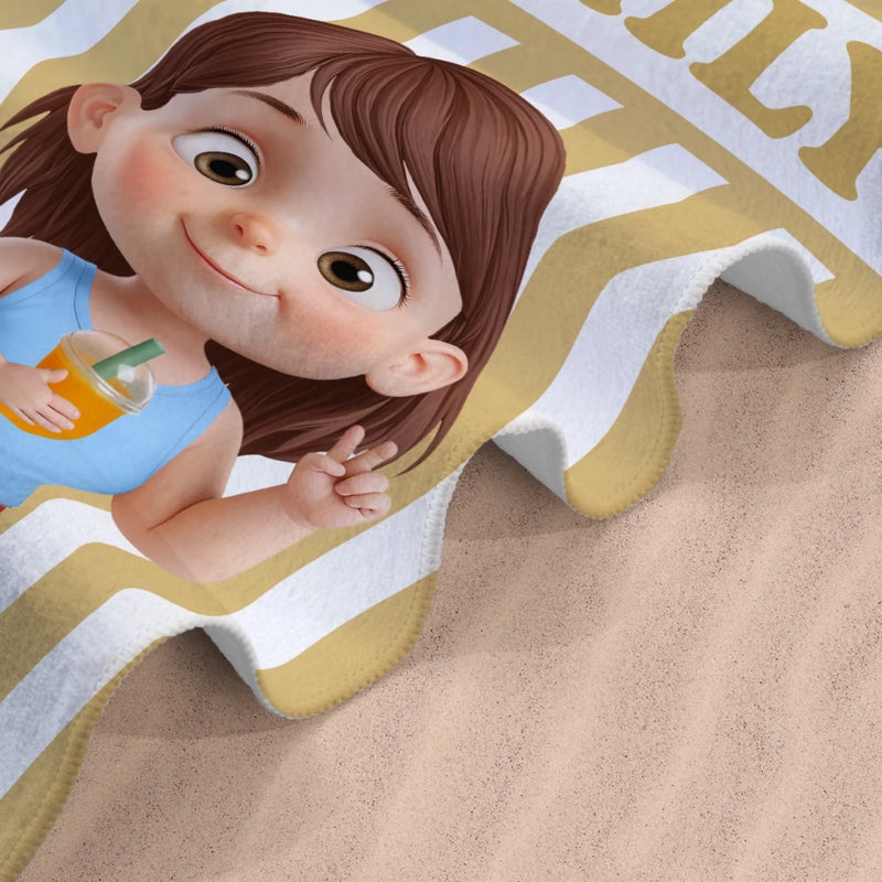 Personalisiertes Strandtuch – Geschenk für Kinder – Schöner im Urlaub