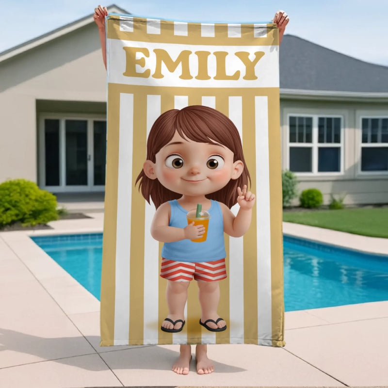 Personalisiertes Strandtuch – Geschenk für Kinder – Schöner im Urlaub