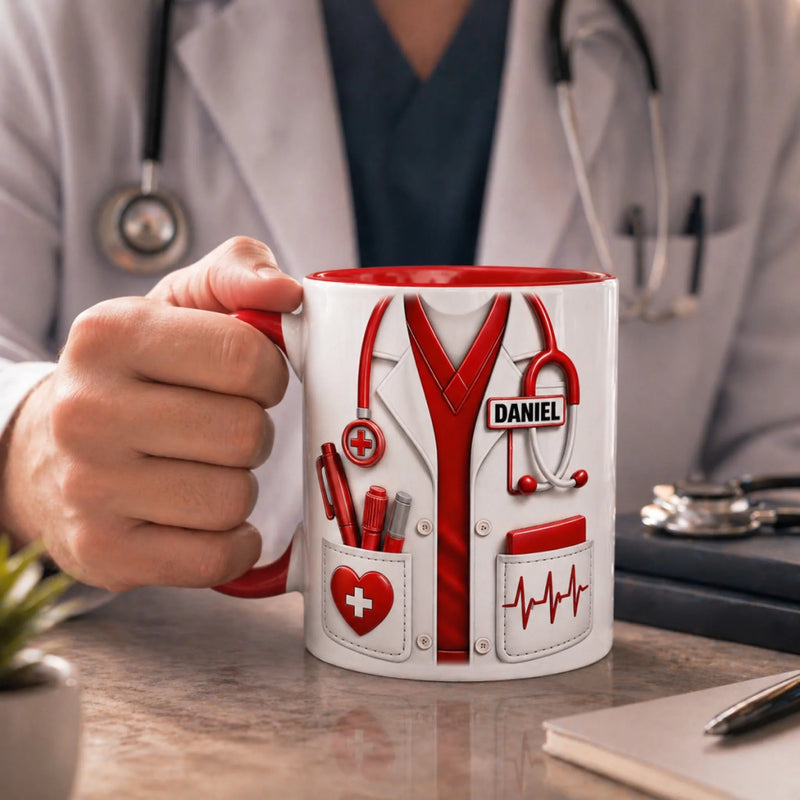 Personalisierte Tasse mit Akzent – Geschenk für Ärztin, Krankenschwester – Herz eines Heilers