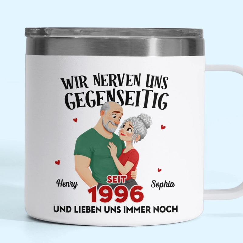 Personalisierter Thermobecher mit Henkel – Geschenk für Paar – Wir Nerven Uns Und Lieben Uns