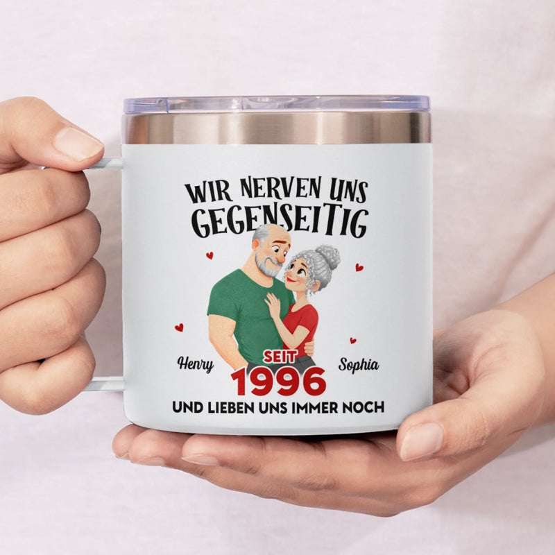 Personalisierter Thermobecher mit Henkel – Geschenk für Paar – Wir Nerven Uns Und Lieben Uns