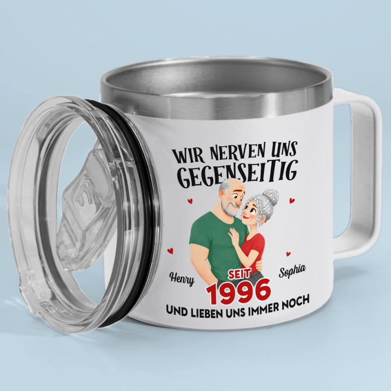 Personalisierter Thermobecher mit Henkel – Geschenk für Paar – Wir Nerven Uns Und Lieben Uns