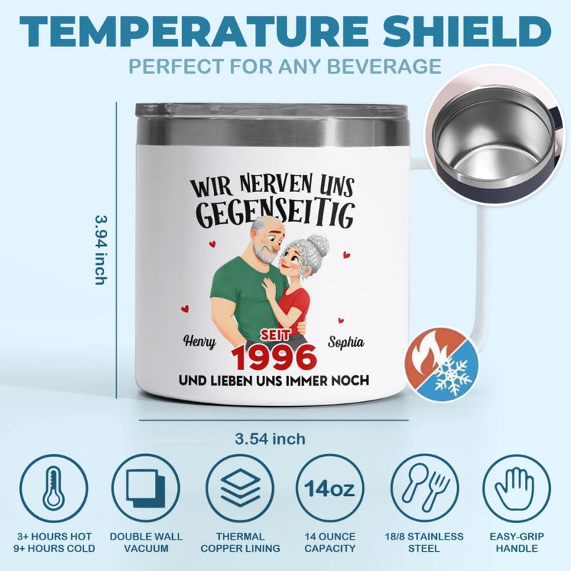 Personalisierter Thermobecher mit Henkel – Geschenk für Paar – Wir Nerven Uns Und Lieben Uns