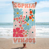 Personalisiertes Strandtuch – Geschenk für Dich selbst – Ich liebe Blumen und das Meer