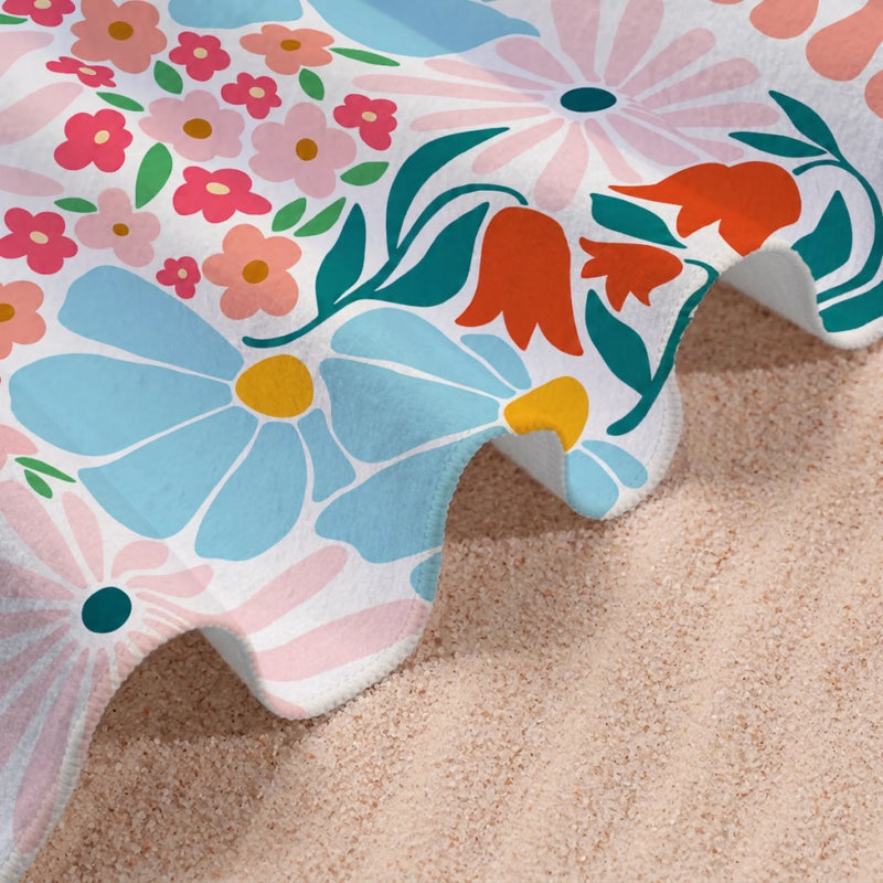 Personalisiertes Strandtuch – Geschenk für Dich selbst – Ich liebe Blumen und das Meer