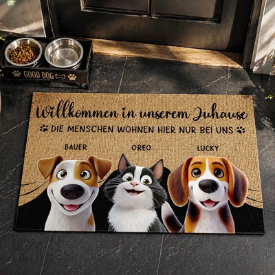 Personalisierte Fußmatte – Geschenke für Hundeliebhaber, Katzenbesitzer – Willkommen in unserem Zuhause