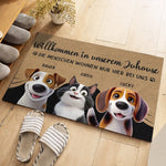 Personalisierte Fußmatte – Geschenke für Hundeliebhaber, Katzenbesitzer – Willkommen in unserem Zuhause