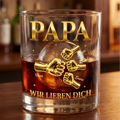 Personalisierter Whiskyglas – Vatertagsgeschenk für Papa, Opa – Mein Papa, meine Liebe