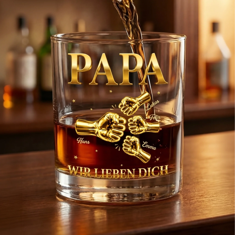 Personalisierter Whiskyglas – Vatertagsgeschenk für Papa, Opa – Mein Papa, meine Liebe