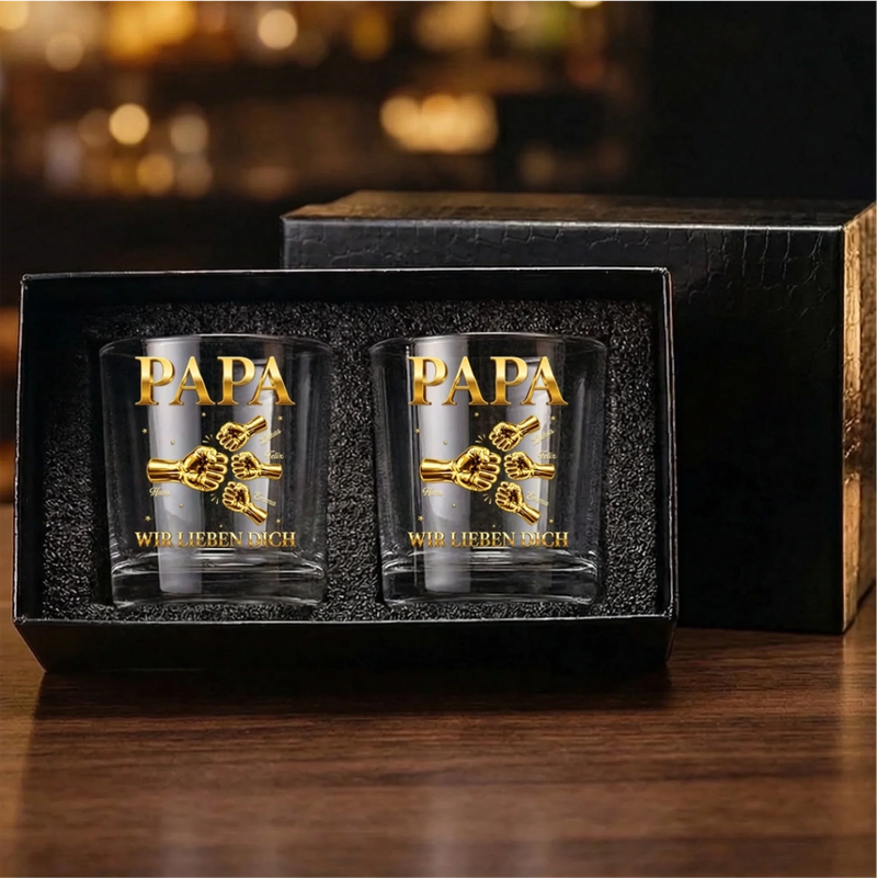 Personalisierter Whiskyglas – Vatertagsgeschenk für Papa, Opa – Mein Papa, meine Liebe