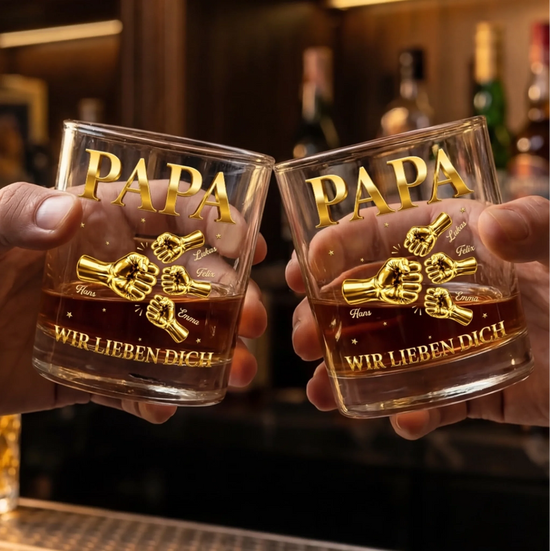 Personalisierter Whiskyglas – Vatertagsgeschenk für Papa, Opa – Mein Papa, meine Liebe