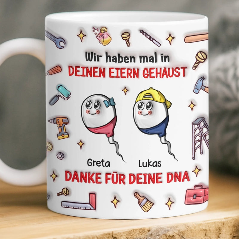 Personalisierte Tasse mit 3D-Effekt – Vatertagsgeschenke, Lustige Geschenke für Papa – Danke für die guten Gene