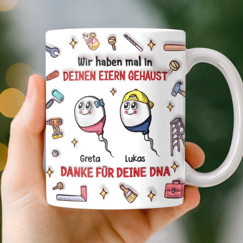 Personalisierte Tasse mit 3D-Effekt – Vatertagsgeschenke, Lustige Geschenke für Papa – Danke für die guten Gene