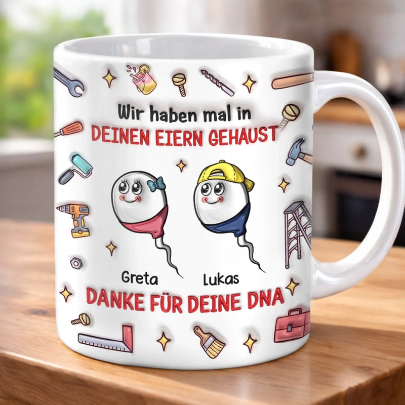 Personalisierte Tasse mit 3D-Effekt – Vatertagsgeschenke, Lustige Geschenke für Papa – Danke für die guten Gene
