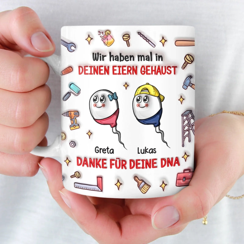 Personalisierte Tasse mit 3D-Effekt – Vatertagsgeschenke, Lustige Geschenke für Papa – Danke für die guten Gene