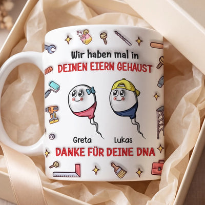 Personalisierte Tasse mit 3D-Effekt – Vatertagsgeschenke, Lustige Geschenke für Papa – Danke für die guten Gene