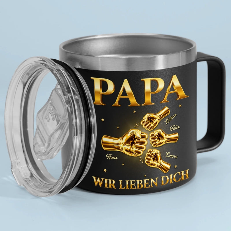 Personalisierter Thermobecher mit Henkel – Geschenk für Papa, Opa – Für Immer an Deiner Seite