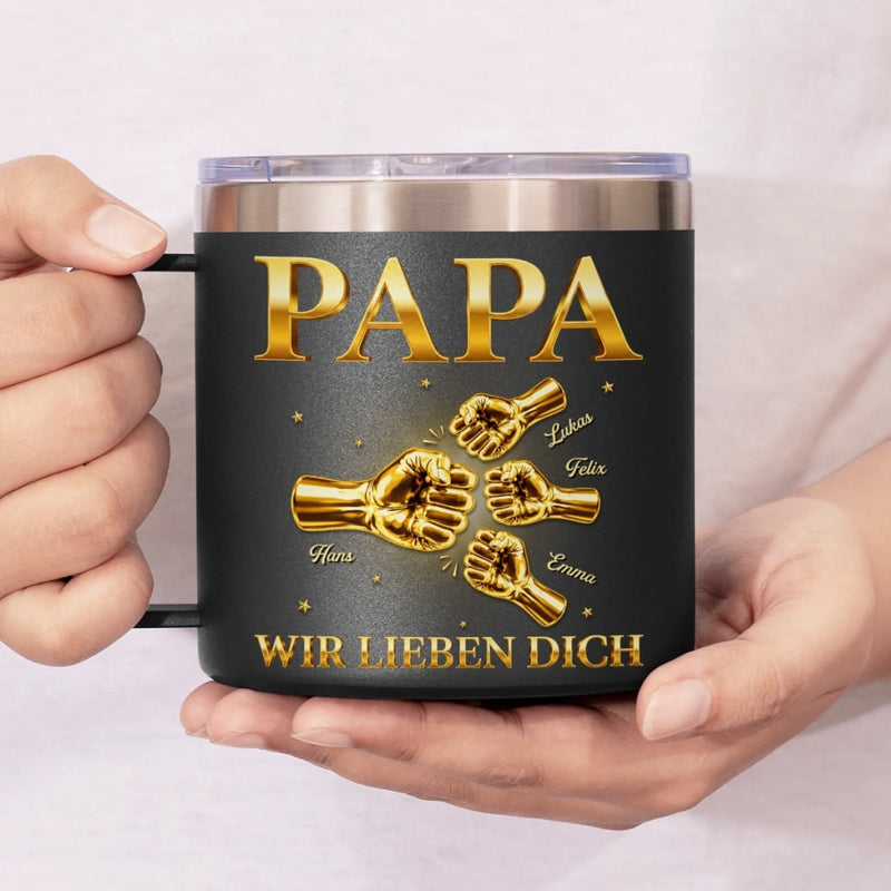 Personalisierter Thermobecher mit Henkel – Geschenk für Papa, Opa – Für Immer an Deiner Seite