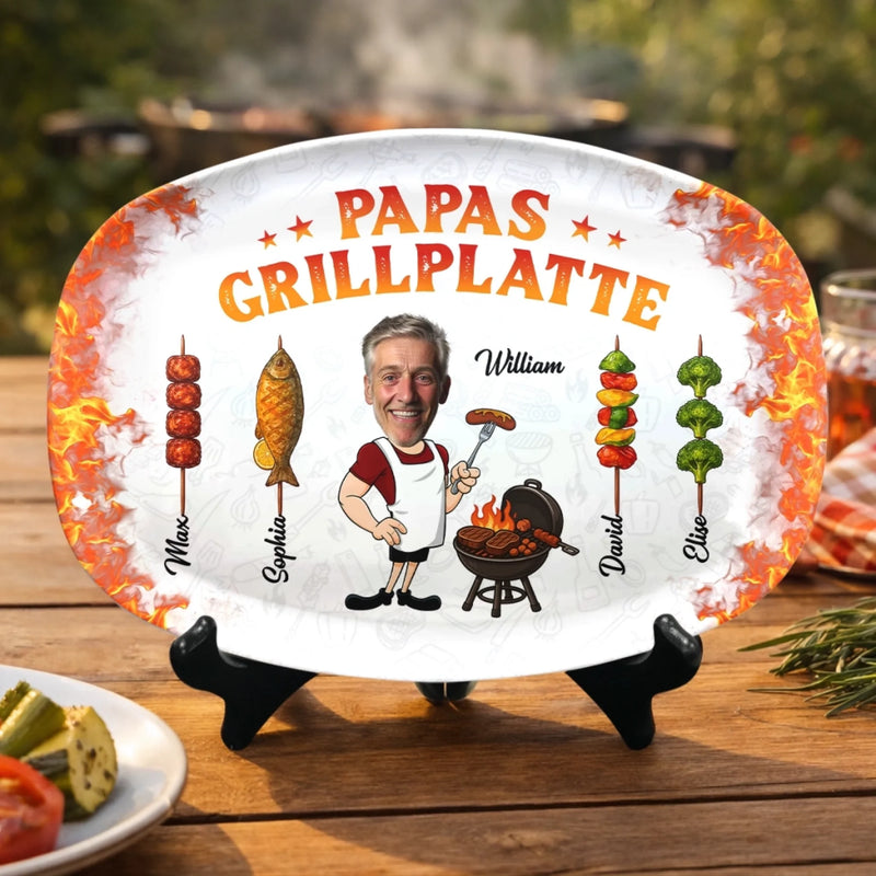 Personalisierte Grillplatte – Vatertagsgeschenk für Papa, Opa – König Des Grills