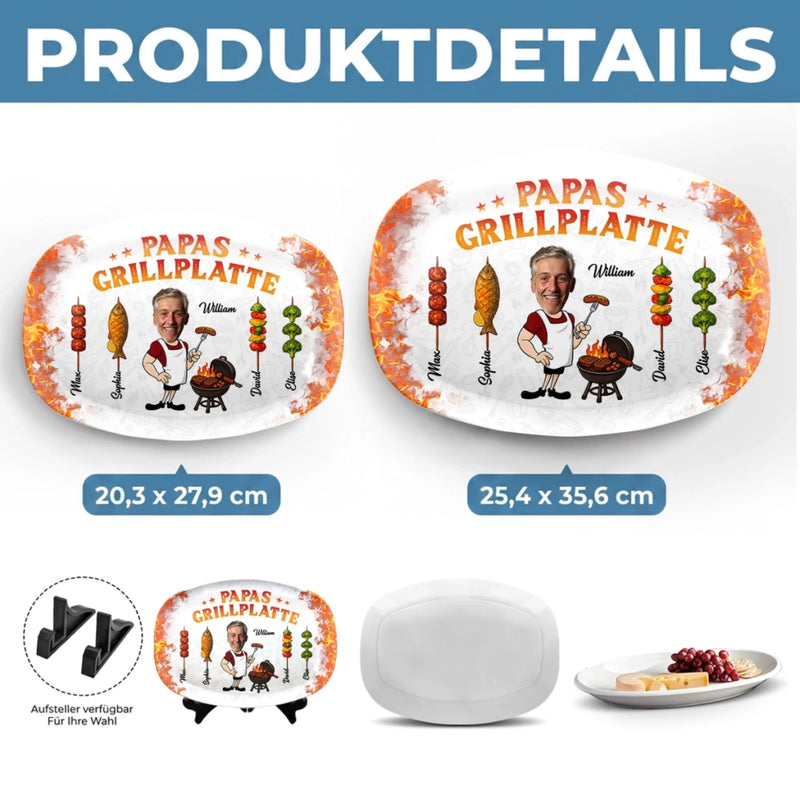 Personalisierte Grillplatte – Vatertagsgeschenk für Papa, Opa – König Des Grills