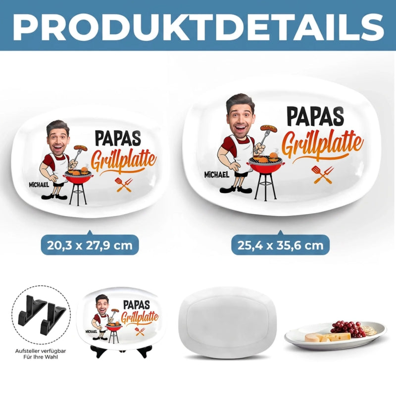Personalisierte Grillplatte – Vatertagsgeschenk für Papa, Opa – Papas BBQ-Crew