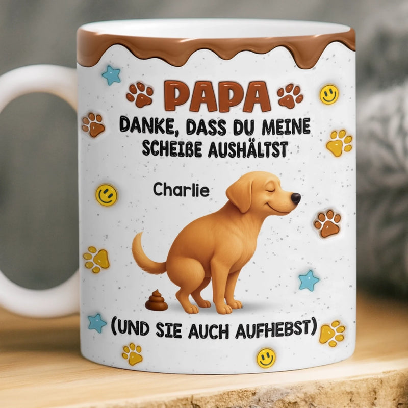 Personalisierte Tasse mit 3D-Effekt – Geschenke für Hundepapa & Katzenmama – Danke Für Deine Geduld Mit Uns