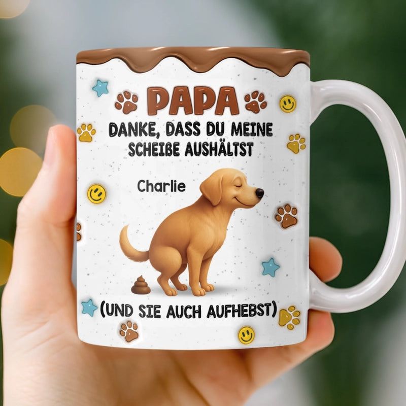 Personalisierte Tasse mit 3D-Effekt – Geschenke für Hundepapa & Katzenmama – Danke Für Deine Geduld Mit Uns