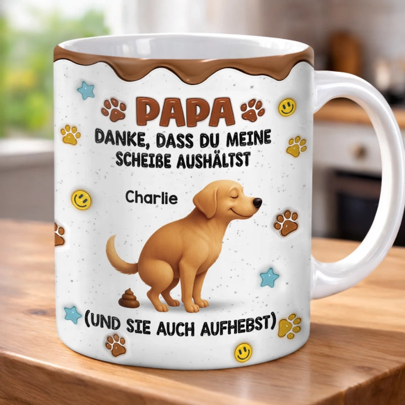 Personalisierte Tasse mit 3D-Effekt – Geschenke für Hundepapa & Katzenmama – Danke Für Deine Geduld Mit Uns