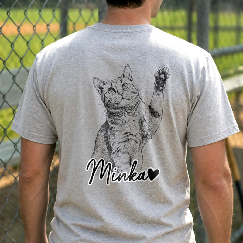 Personalisierte T-Shirt Mit Vorder- & Rückendruck - Geschenke für Hundeliebhaber, Katzenliebhaber - Liebe Auf Vier Pfoten
