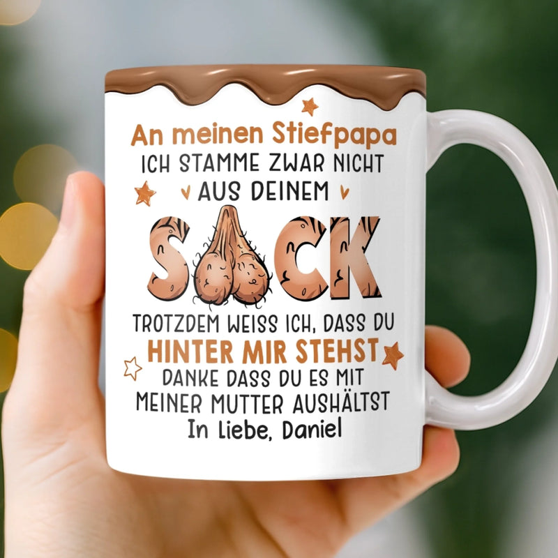 Personalisierte Tasse mit 3D-Effekt – Vatertagsgeschenke, Lustige Geschenke für Papa – Familie Geht üBer Blut Hinaus