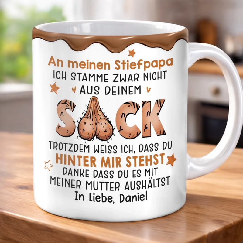Personalisierte Tasse mit 3D-Effekt – Vatertagsgeschenke, Lustige Geschenke für Papa – Familie Geht üBer Blut Hinaus
