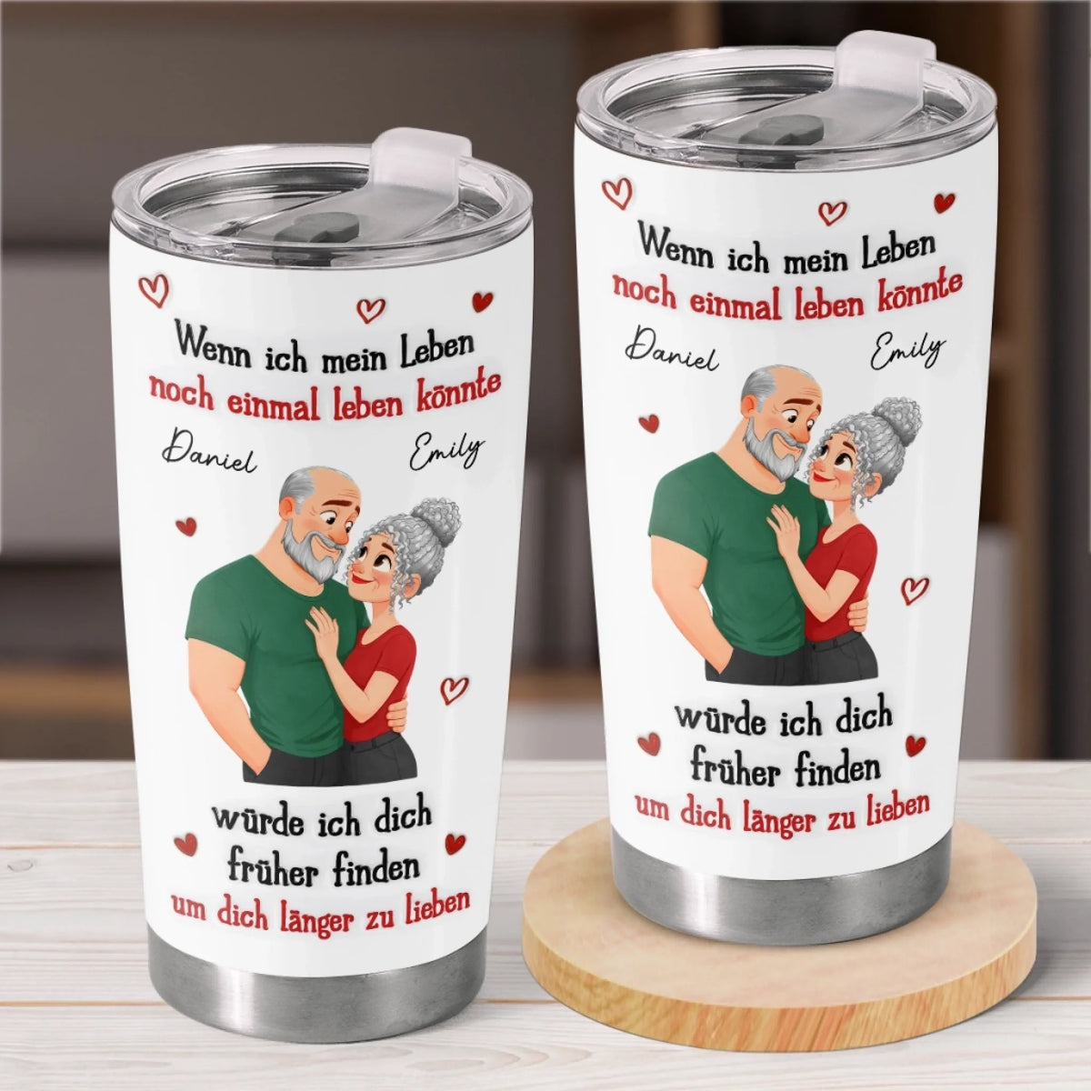 Personalisierter Becher mit 3D-Effekt – Geschenk für Paar – Mit Dir Wäre Jedes Leben Schöner
