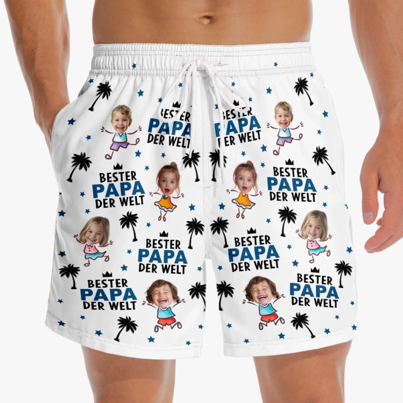 Personalisierte Herren-Badeshorts mit Foto – Geschenk für Papa, Opa – Bester Mann aller Zeiten