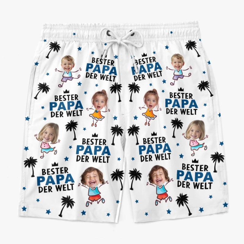 Personalisierte Herren-Badeshorts mit Foto – Geschenk für Papa, Opa – Bester Mann aller Zeiten