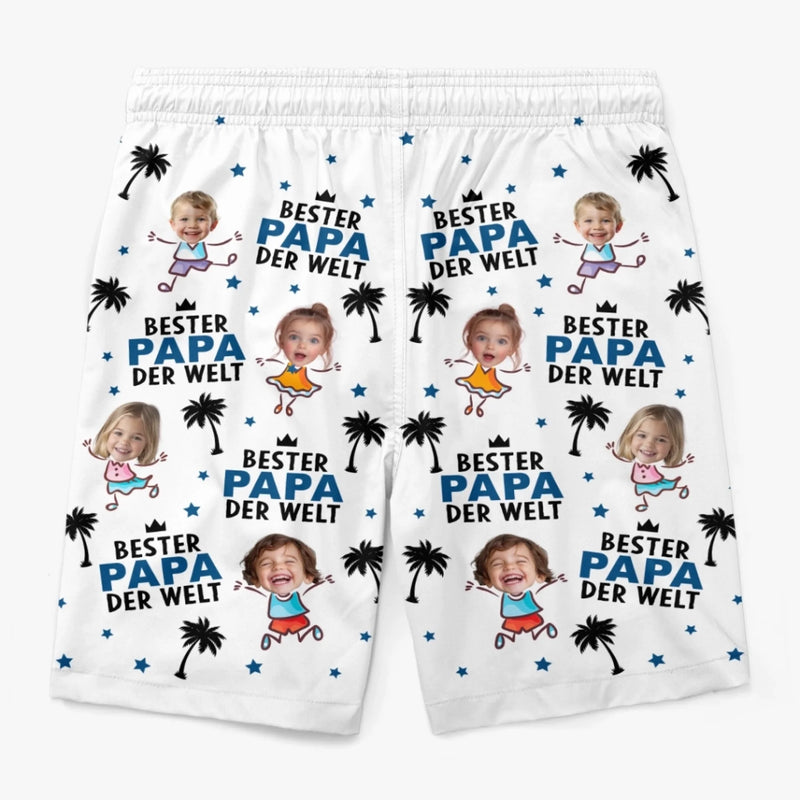 Personalisierte Herren-Badeshorts mit Foto – Geschenk für Papa, Opa – Bester Mann aller Zeiten