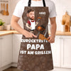 Personalisierte Schürze Mit Tasche mit Photo – Vatertagsgeschenk für Papa, Opa – Papa macht Feuer & Essen