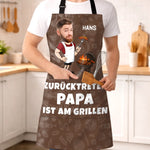 Personalisierte Schürze Mit Tasche mit Photo – Vatertagsgeschenk für Papa, Opa – Papa macht Feuer & Essen