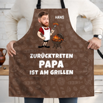 Personalisierte Schürze Mit Tasche mit Photo – Vatertagsgeschenk für Papa, Opa – Papa macht Feuer & Essen