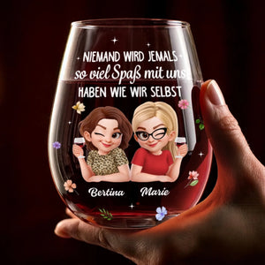 Personalisierter Weinglas – Geschenk für Schwestern, Freundinnen – Mit Uns Wird’s Nie Langweilig