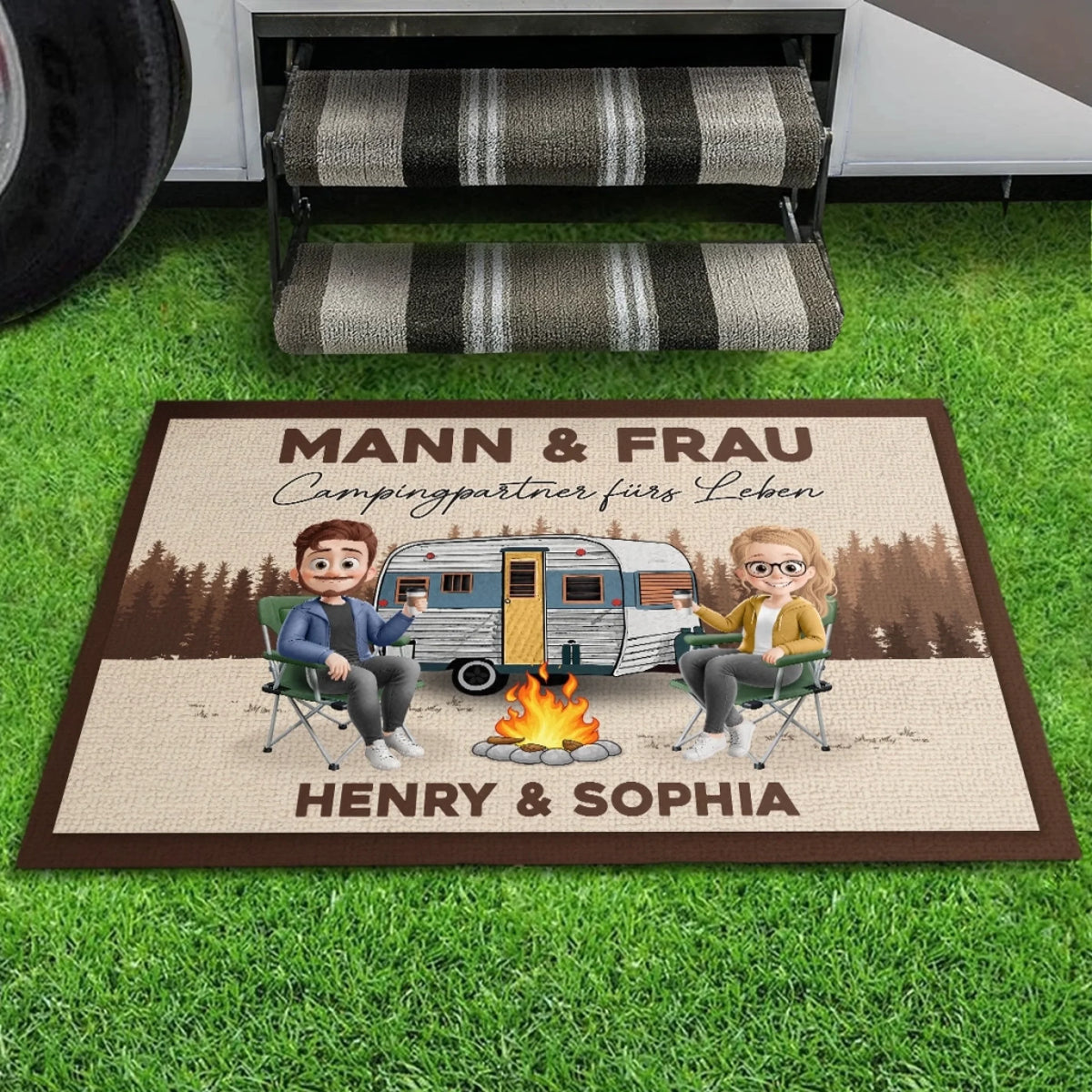 Personalisierte Fußmatte – Geschenk Für Camper & Campingpaare – Campingpartner fürs Leben