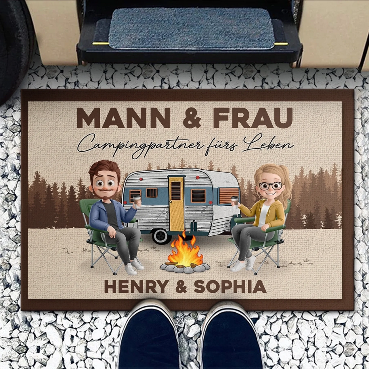 Personalisierte Fußmatte – Geschenk Für Camper & Campingpaare – Campingpartner fürs Leben