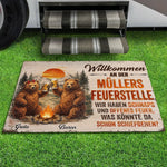 Personalisierte Fußmatte – Geschenk Für Camper & Campingpaare – Wo Feuer & Spaß beginnen