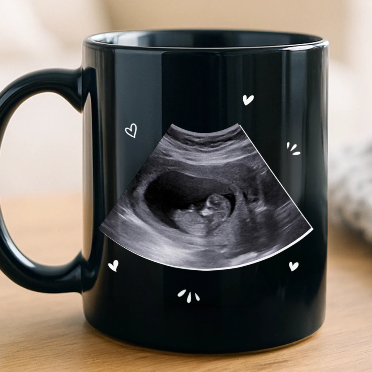Personalisierte Schwarzer Tasse mit Photo – Geschenk für einen neuen Papa – Kleines Wunder Unterwegs