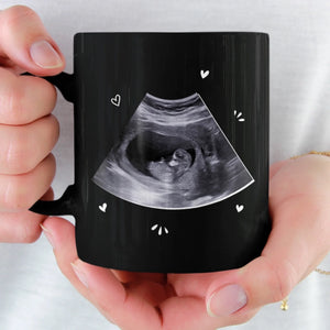 Personalisierte Schwarzer Tasse mit Photo – Geschenk für einen neuen Papa – Kleines Wunder Unterwegs