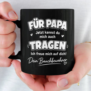 Personalisierte Schwarzer Tasse mit Photo – Geschenk für einen neuen Papa – Kleines Wunder Unterwegs