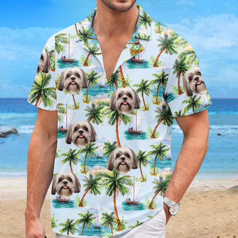 Personalisiertes Hawaiihemd mit Foto – Geschenk für Familie, Haustierbesitzer – Echter Urlaubsmodus