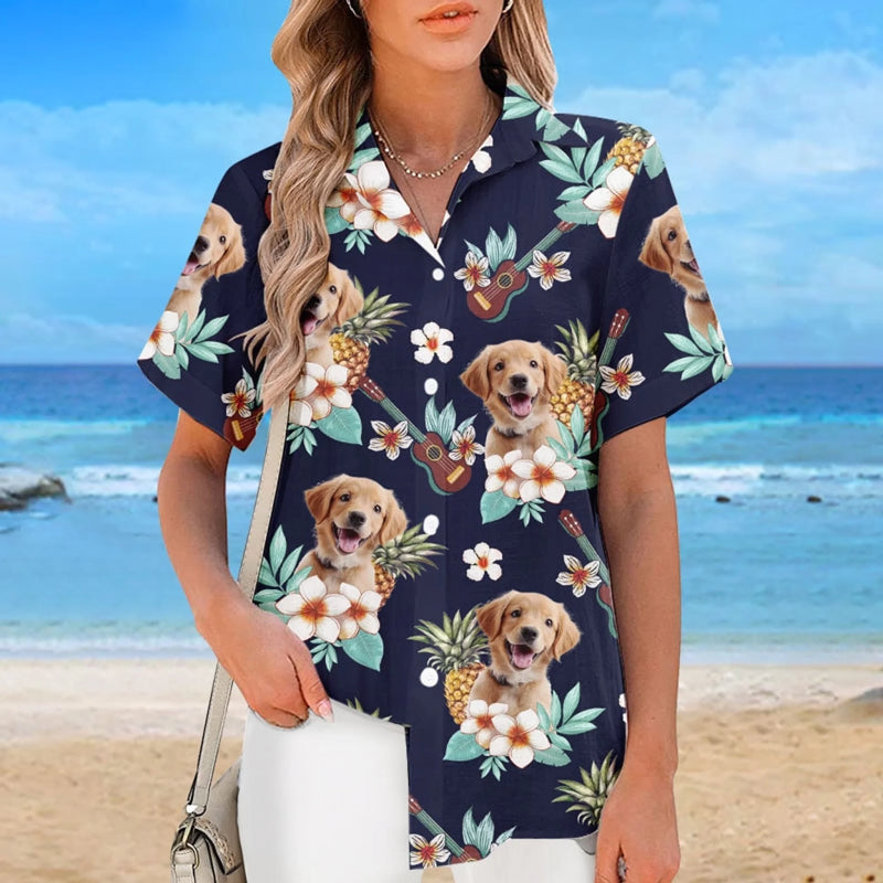 Personalisiertes Hawaiihemd mit Foto – Geschenk für Familie, Haustierbesitzer – Ruhe bewahren und am Strand bleiben