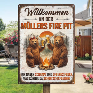 Personalisiertes Metallschild – Geschenk Für Camper & Campingpaare – Der gemütliche Feuerplatz